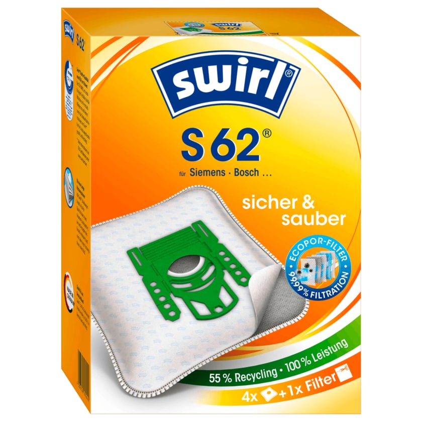 Swirl Staubsaugerbeutel S 62 MicroPor Plus 4 Stück